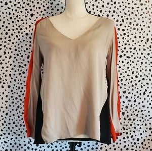 Colorblock long sleeve blouse